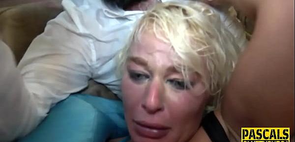 Real milf sub in threeway gets banged